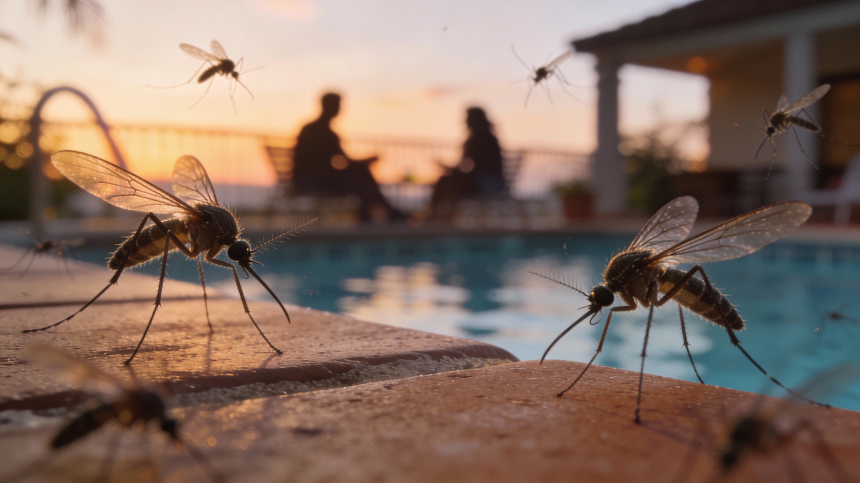 Moustiques autour d’une terrasse